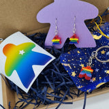 Iron on vinyl RAINBOW MEEPLE STICKER// board game heat transfer patch