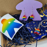 Adhesive vinyl RAINBOW MEEPLE STICKER// board game bumper sticker