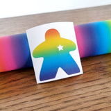 Adhesive vinyl RAINBOW MEEPLE STICKER// board game bumper sticker
