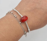 Silver Cremation Ash bead charm bracelet in a choice of colours, Memorial keepsake