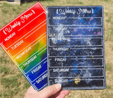 Dry wipe monthly planner with magnets. Resin Night Sky calendar.