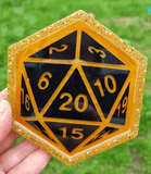 Custom D20 DICE DnD COASTER with resin ink swirls// Natural 20, Dungeons and dragons RPG,