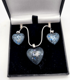 Heart shaped memorial urn jewellery set