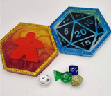 Custom D20 DICE DnD COASTER with resin ink swirls// Natural 20, Dungeons and dragons RPG,