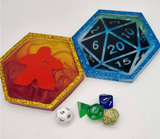 Custom MEEPLE COASTER with resin ink swirls// Boardgame Geeky gift