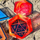 Custom D20 DICE POT with lid// Geeky Player Counter trinket dish in range of colors