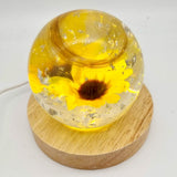 Lock of hair sunflower memorial keepsake ball paperweight or globe table lamp