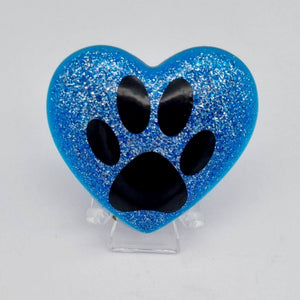 Ash paw print palm stone memorial heart, Eco friendly resin