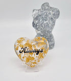 Custom Gold Leaf Heart Pocket Hug - choose your own colour and lettering