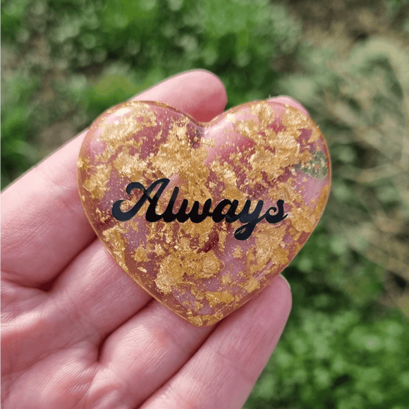 Custom Gold Leaf Heart Pocket Hug - choose your own colour and lettering