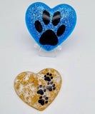 Ash paw print palm stone memorial heart, Eco friendly resin