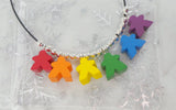 Mini Meeple rainbow necklace, unisex pride flag jewellery for board gamers, LGBTQA+
