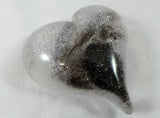 Resin pet memorial heart with glitter and hair or fur