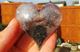 Resin pet memorial heart with glitter and hair or fur