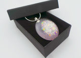 Large oval breastmilk pendant with a choice of opal glitters, on a Sterling  silver chain