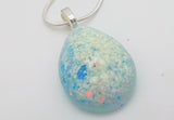 Breastmilk jewelry ecopoxy teardrop pendant with a silver chain in a choice of colours