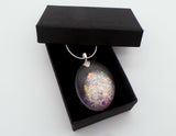 Large oval breastmilk pendant with a choice of opal glitters, on a Sterling  silver chain