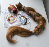 Lock of hair keepsake, baby's first curl, ecopoxy resin palm stone heart with a choice of opal glitters