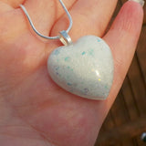 Breastmilk inclusion Ecopoxy heart pendant on a Sterling silver snake chain, breastmilk jewelry keepsake for a new mom