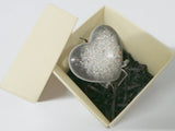 Lock of hair keepsake, baby's first curl, ecopoxy resin palm stone heart with a choice of opal glitters