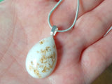 Breastmilk teardrop pendant with gold copper or silver leaf