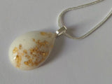 Breastmilk teardrop pendant with gold copper or silver leaf