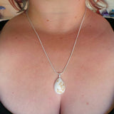 Breastmilk teardrop pendant with gold copper or silver leaf