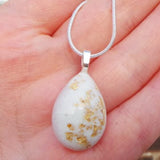 Breastmilk teardrop pendant with gold copper or silver leaf